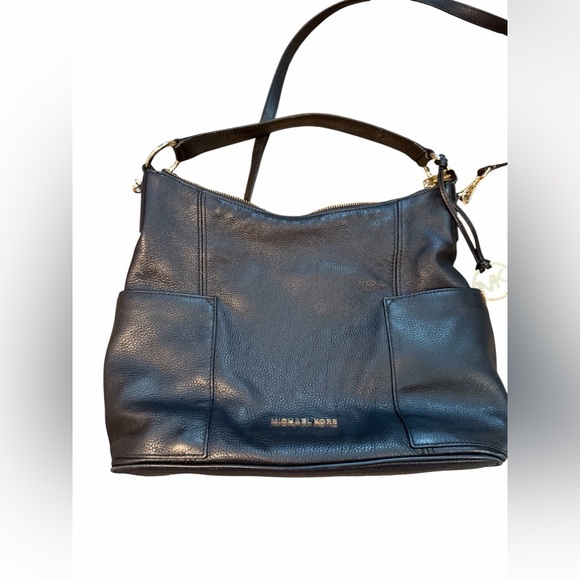 Michael Kors Handbags - Michael Kors Anita Large Black Pebbled Leather Shoulder Hobo with Gold Hardware